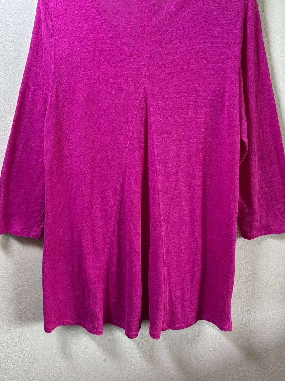 Habitat Linen Magenta Pink V Neck Long Sleeve Tunic Top Lagenlook Front Pockets